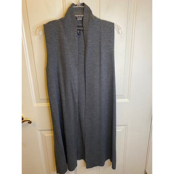 NANETTE LEPORE Sweater Vest SMALL Long Duster Merino Blend Side Zipper Charcoal - Picture 6 of 6